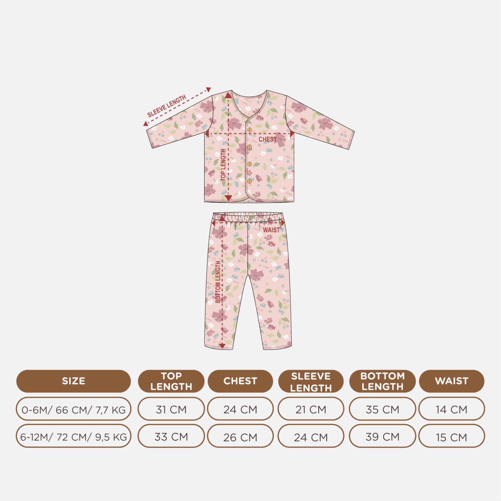 PANNADAILY - LONG SET BABY GIRL PRINT - FLOWERS COSMOS SERIES - Gambar 2