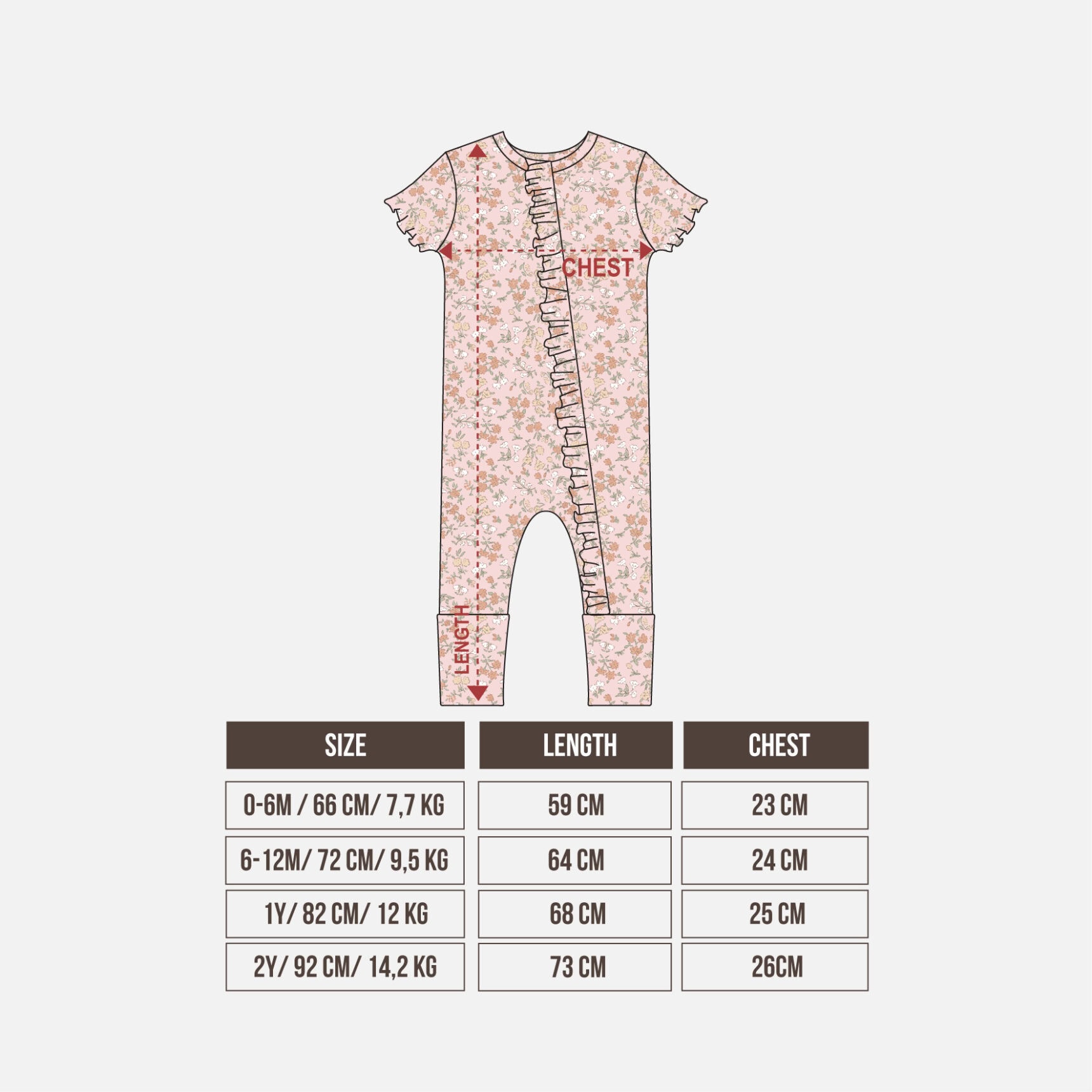 SHORT SLEEPSUIT ZIPPER RUFFLE - Gambar 2